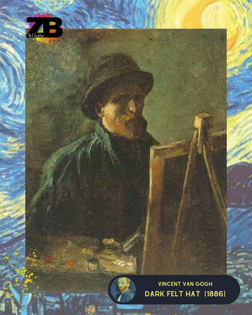 Van Gogh's dark felt hat self portrait from the 1886